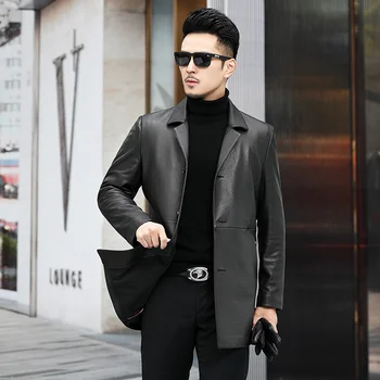 Moda Gerçek Giyim Hakiki Ceket Erkekler Siyah Kore Koyun Deri Casaco Masculino Zm1186