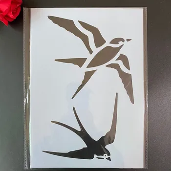 DIY Şablonlar duvar tablosu Karalama Defteri Boyama Kabartma Albümü Dekoratif Kağıt Kartı Şablonu A4 29 * 21cm Hayvan Kırlangıç kuş