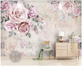 Özel çiçek papel de parede, vintage gül duvar oturma odası kanepe tv yatak odası arka plan ev dekor duvar kağıdı