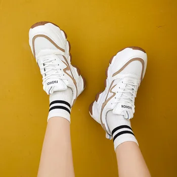 Kadın Tıknaz Ayakkabı Moda Kadın platform ayakkabılar Lace Up vulkanize ayakkabı Kadın Kadın Eğitmenler Baba Ayakkabı