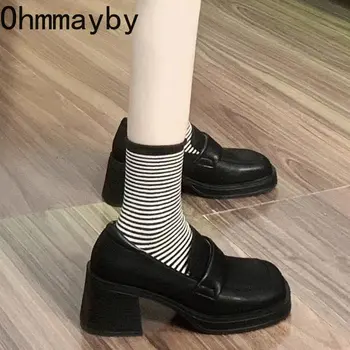 2023 Gotik platform ayakkabılar Kadın Japon Tarzı Kayma Mary Jane Ayakkabı Kadın Moda Kızlar Yüksek Topuk Ayakkabı Üniversite Öğrencisi