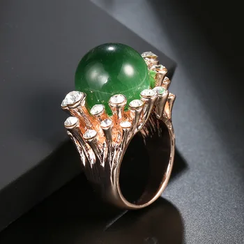 Doğal Yeşil Opal Taş Yüzük Kadınlar İçin 585 Gül Altın Boho Kristal Yüzük Kadınlar İçin Vintage Nişan Takı 2022 Yeni