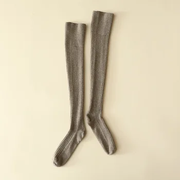 kadınlar için nervürlü örgü %100 kaşmir uzun çorap