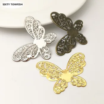 10 Adet 42x32mm 3 Renkler Metal Telkari kelebek Çiçek Dilim Charms bankası Ayarı Takı DIY Bileşenleri Bulguları