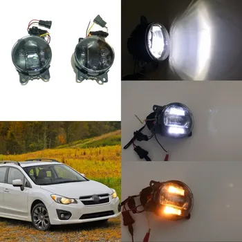 Temmuz Kral 6000 k 3000LM LED Sis Lambası Subaru Impreza 5D / XV 2011-15 vb, 20 W Lens Sis Lambası + 6 W DRL + 4 W Sarı Dönüş Sinyalleri