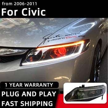 Araba Styling Farlar Honda Civic için LED Far 2006-2011 Civic FD2 Kafa Lambası DRL Sinyal Projektör Lens Otomotiv