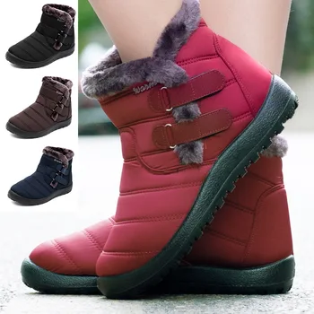 2021 Kışlık Botlar Kadın Su Geçirmez Kar Kadın Ayakkabı Düz Rahat Kış ayakkabı yarım çizmeler Kadınlar için Artı Boyutu Çift Ayakkabı 36-43