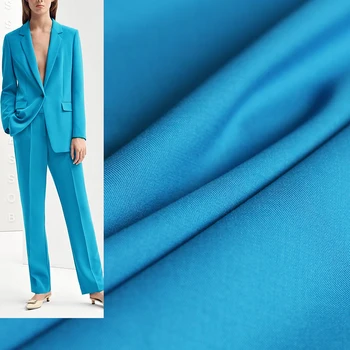 Kırmızı Ahududu Mavi Dimi Elastik Kamgarn Yün Kumaşlar Konfeksiyon Malzemeleri Kadın Takım Elbise Pantolon DIY Dikiş Terzi Kumaş Ücretsiz Kargo