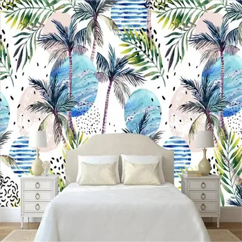 Modern minimalist tropikal yağmur ormanları bitki hindistan cevizi ağacı duvar arka plan duvar üreticileri toptan duvar kağıdı duvar özel ph