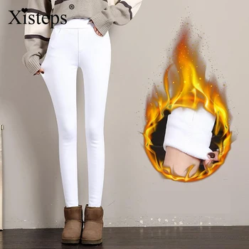 Xısteps Kadınlar Yeni 2020 Sonbahar Kış sıcak Kadife uzun pantolon Skinny Tayt kalem pantolon Elastik Bel İnce Rahat Artı Boyutu