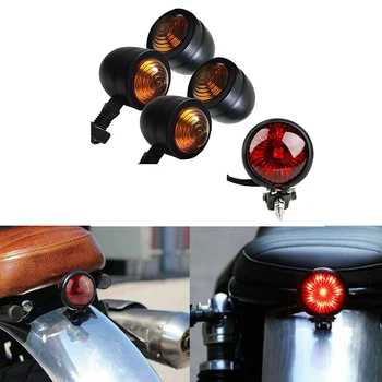 5 Adet/takım Motosiklet Dönüş Sinyalleri Arka park lambaları Fren Stop Lambası Cafe Racer Bobber Chopper için