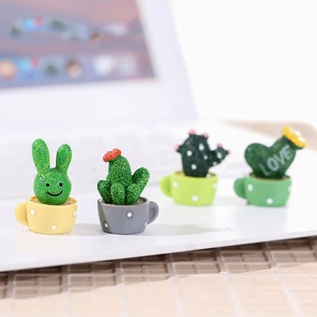 1 adet Gerçekçi Mini Yapay Etli Kaktüs Bitki Mikro Peyzaj Dekoratif Minyatür Figürler DIY Saksı Bahçe Ev Dekor
