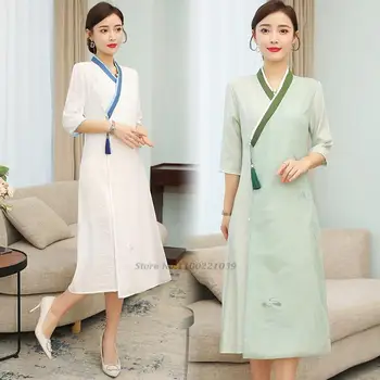 2022 çin geliştirilmiş hanfu elbise halk dans kıyafeti hanfu elbise kadın sahne performansı elbise oryantal çay servisi hanfu elbise