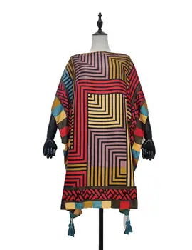 Geleneksel Yeni Baskılı Kısa Uzunluk Renkli Pamuk Midi Elbiseler Dashiki Afrika kadın Sokak Baskılı Günlük