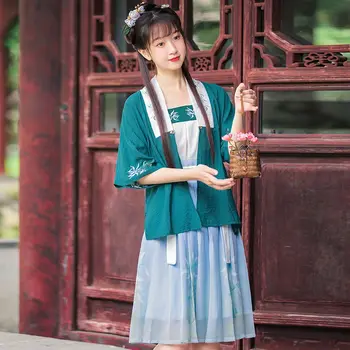 Yaz Çin Tarzı Kadın Zarif Hanfu Elbiseler Antik Geleneksel Şarkı Hanedanı dans kostümü Kızlar Vintage Üstleri Etek Setleri