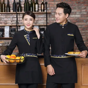 Otel üniforması Restoranlar Garson Üniforma Sonbahar ve Kış Uzun Kollu Garson İş Elbiseleri Kadın Erkek Tulum