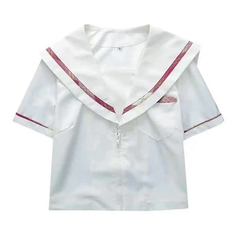 Beyaz Denizci Elbisesi kadın Yaz Kolej Tarzı Japon Jk Kısa Kollu Üstleri ve etek okul üniforması Takım Elbise Gömlek İş Üniforması