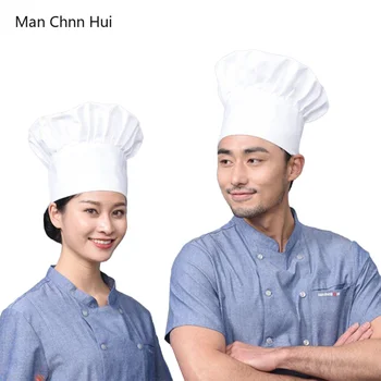 Toptan şef şapkası Kadın ve Erkekler için Otel Catering Pişirme Kap Restoran Mutfak Mantar Kap Kadın Garson Pişirme Çalışma Şapka