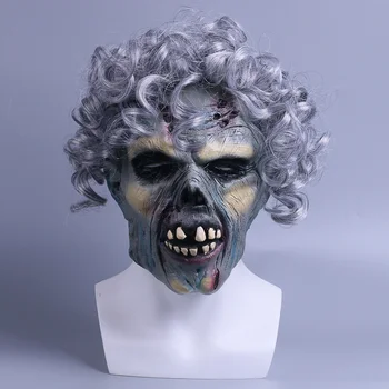 Korkunç kafatası maskesi korku dalgalı saç şeytan yüz iblis fantezi parti Cadılar Bayramı maskesi