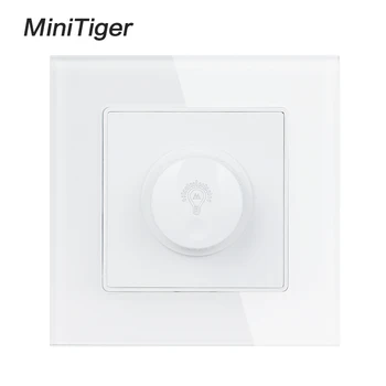 Minitiger Lamba Dimmer Regülatörü Sadece led ışık Ampul Lüks Kristal Cam Panel duvar ışık anahtarı Interruptor 16A 0 ~ 300W