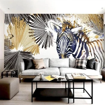Özel duvar kağıdı 3d stereo fotoğraf duvar resimleri basit çizgiler suluboya zebra serin modern moda TV arka plan duvar kağıdı papier peint
