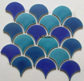 Yeni mavi balık pulu seramik mozaik karo mutfak backsplash banyo yüzme havuzu duvar duşu duvar kağıdı porselen arka plan