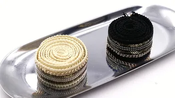 Poliamid Naylon Şerit Trim İle Metal Zincir Sequins Parlak Kumaş Elbise Çanta Şapka Dikiş Konfeksiyon DIY Süslemeleri 25mm 0.9 m (1 Yard)