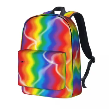 Kırık Gökkuşağı Sırt Çantası Genç Soyut Çizgili Renkli Baskı Sırt Çantaları Polyester Kawaii Okul Çantaları Seyahat Tasarım Sırt Çantası