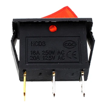 10 Adet 3 Pin SPST kırmızı Neon ışık On/Off Rocker anahtarı AC 250 V/10A 125 V / 15A