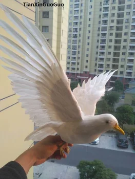 plastik köpük ve tüyler beyaz barış kuş büyük 40x80 cm yayılma kanatları güvercin prop sanat modeli oyuncak, ev bahçe dekorasyonu hediye w0220