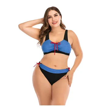 Bandaj Kadın Vücut Artı Boyutu Mayo Yastıklı Bikini Beachwear Baskı Sutyen Bölünmüş Mayosu Tankinis Set