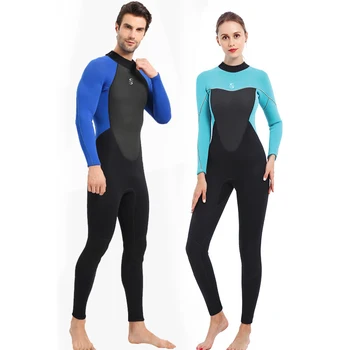 Mens Womens 3 / 2mm SCR Neopren Uzun Wetsuit, Tam Vücut dalgıç kıyafeti Geri Zip dalış elbisesi Dalış Şnorkel Sörf Yüzme