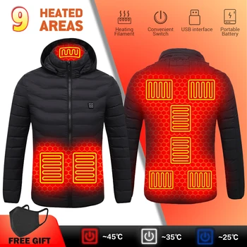 Erkekler Motosiklet Ceket USB kış Açık elektrikli ısıtma ceketleri 9 alanlar ısıtmalı sıcak termal ceket ısıtmalı pamuklu ceket