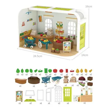 Kawaii 51 Ürün / lot Minyatür Meyve Dükkanı Mini Ev Çocuk Oyuncakları Hızlı Kargo Aksesuarları Barbie DIY Çocuk Kız Oyunu