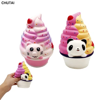 Kawaii Büyük Panda dondurmalı pasta Sıkmak Oyuncaklar Yavaş Yükselen Krem Kokulu Stres Rahatlatıcı Squishy Fidget Oyuncak Kız Çocuklar İçin Hediye