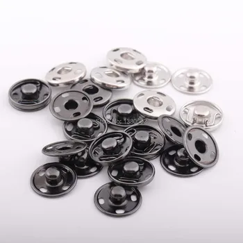 100 setleri 10mm Siyah Gümüş metal baskı Düğmeler Bağlantı Elemanları Basın Düğmesi Dikiş Aksesuarları