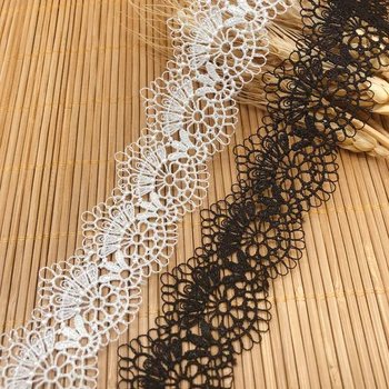 14 metre genişliği 3.6 cm siyah polyester ışık barkod dantel nakış dantel suda çözünür kumaş düğün elbisesi dantel aksesuarları DIY
