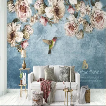 3D Duvar Resimleri El Boyama Gül Vintage Duvar Fotoğraf Duvar Kağıdı Oturma Odası Yatak Odası İçin ev duvar dekoru Manzara Avrupa Retro Çiçek