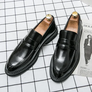Erkek Penny Loafer'lar rahat ayakkabılar sürüş ayakkabısı Patent Deri Elbise Ayakkabı düz ayakkabı Oxford Ayakkabı üzerinde Kayma Parti Düğün Ayakkabı