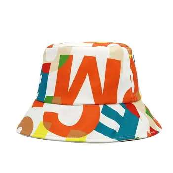 Pamuk Renkli Mektup Kova Şapka Balıkçı Şapka Açık Seyahat Şapka güneşlikli kep Şapka Erkekler ve Kadınlar için 404