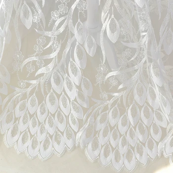GLace 1Y / Lot Tavuskuşu tüyü kirpik pullu nakış dantel kumaş yüksek kalite düğün elbisesi dekorasyon örgü kumaş TX1546