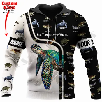PLstarCosmos 3Dprint Yeni Deniz Kaplumbağası Okyanus Sevgilisi Özel Ad Harajuku Streetwear Rahat Benzersiz Unisex Hoodies / Sweatshirt / Zip 7