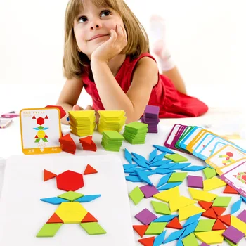 155 ADET Eğitici Bulmaca Oyuncaklar Çocuklar için Yaratıcı Oyunlar yap-boz Öğrenme Çocuklar Geliştirme Ahşap Geometrik Şekil Oyuncaklar