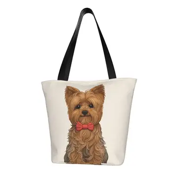 Sevimli Mini Yorkshire Terrier alışveriş çantası Estetik Bez Açık Çanta Kadın moda çantalar
