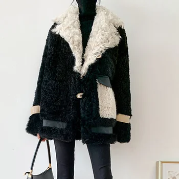 Kadınlar 2022 Sonbahar Kış Moda Kuzu Yün Taklit Kürk Ceket Kadın Kalın Sıcak Yumuşak Sahte Kürk Ceket Palto Rahat Giyim