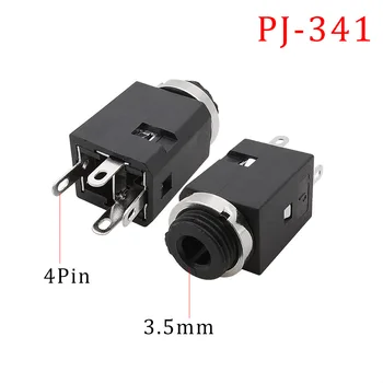 1/2/5 Adet PJ-341 3.5 mm Dikey Kulaklık Soketi PJ-341 4pin Stereo Dişi Jack 3.5 Ses Kulaklık Deliği Vidalı Konnektör