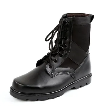 Erkek Deri Taktik asker botu Ayak Bileği Kayışı Siyah Savaş Askeri Bot Rahat Nefes Güvenlik Çelik Burunlu Ayakkabı Size34-46
