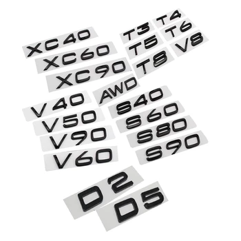 Parlak Siyah Amblem Tabela Sticker Volvo XC90 XC60 XC40 S80 S90 S60 S40 V40 V60 V90 AWD T5 T6 T8 Araba Arka Sticker