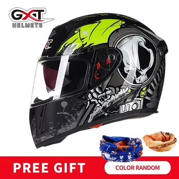 GXT 358 YENİ Orijinal tam yüz kaskları kış sıcak çift vizör motosiklet kask Kasko Motosiklet capacete