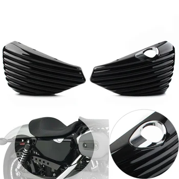 2 Adet Sol ve Sağ Motosiklet Yan Yağ Tankı Pil Kapağı Koruyucu ABS İçin Harley Sportster XL883 XL1200 2004-2013 Parlak Siyah